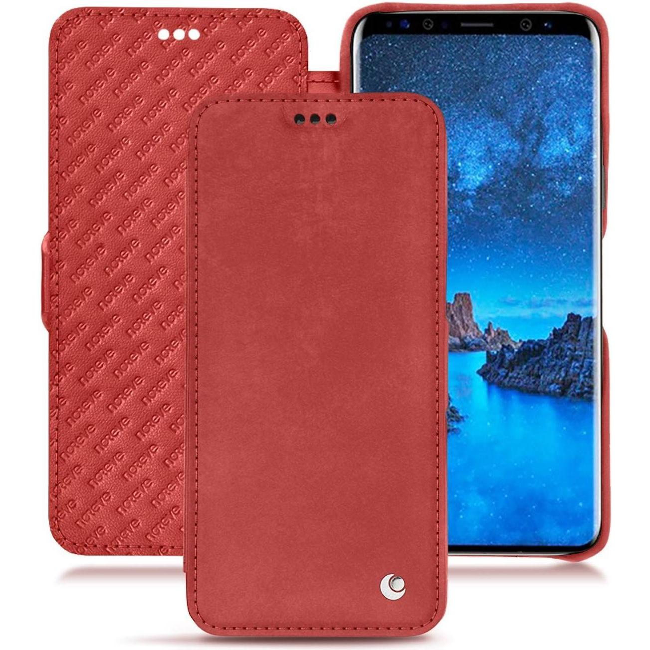 Noreve Lederschutzhülle horizontal (Samsung Galaxy S9), Smartphone Hülle, Rot