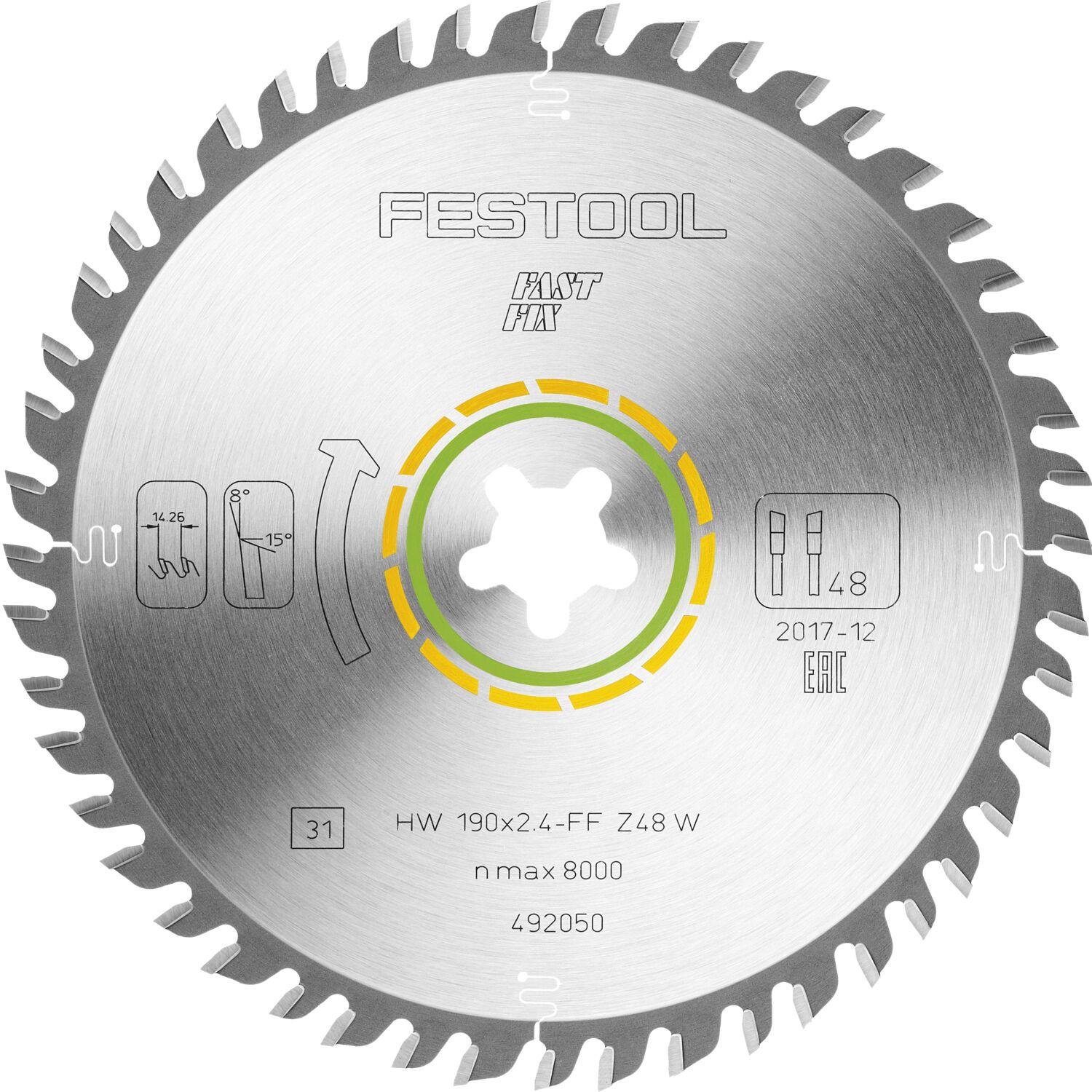 Festool, Sägeblatt, Feinzahn-Sägeblatt 190x2,4 mm FastFix Aufnahme Z48 WZ