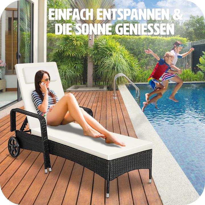 Produktbild tectake Sonnenliege Rattan (200 cm)