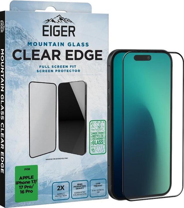 Eiger Mountain Glass Clear Edge (1 Stück, Apple iPhone 16 Pro, Apple iPhone 17, Apple iPhone 17 Pro)