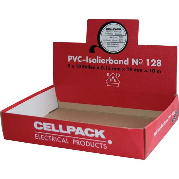 CellPack, Klebeband, CELL 128 Thekenaufsteller 50 Rollen Isolierband 19x10 sort
