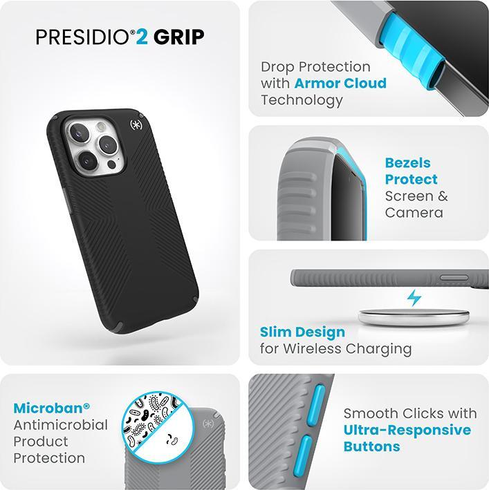 Actual product image speck Presidio2 Grip for iPhone 15 Pro Hulle MagSafe Back Cover Black (Apple iPhone 15 Pro)