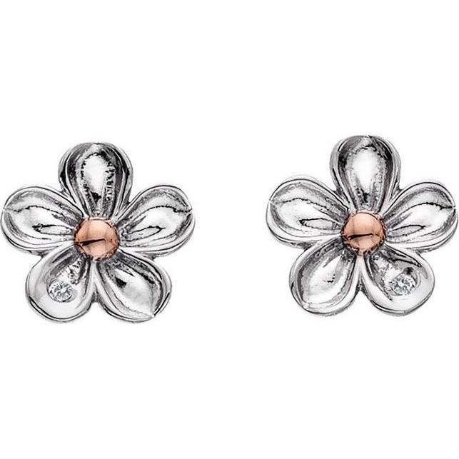 Hot Diamonds, Orecchini, Orecchini a fiore in argento con diamanti Forget me not DE618