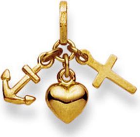 Image du produit Muau Pendentif faith-Love-Hope or jaune 750, 16x18mm (Or jaune 750/18K)