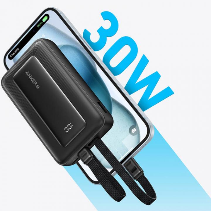 Produktbild Anker | Power Bank | A1680G11 | 10000 mAh | USB-C 30W, Lightning 27W | Built-In USB-C and Lightning Cables (10000 mAh, 30 W)