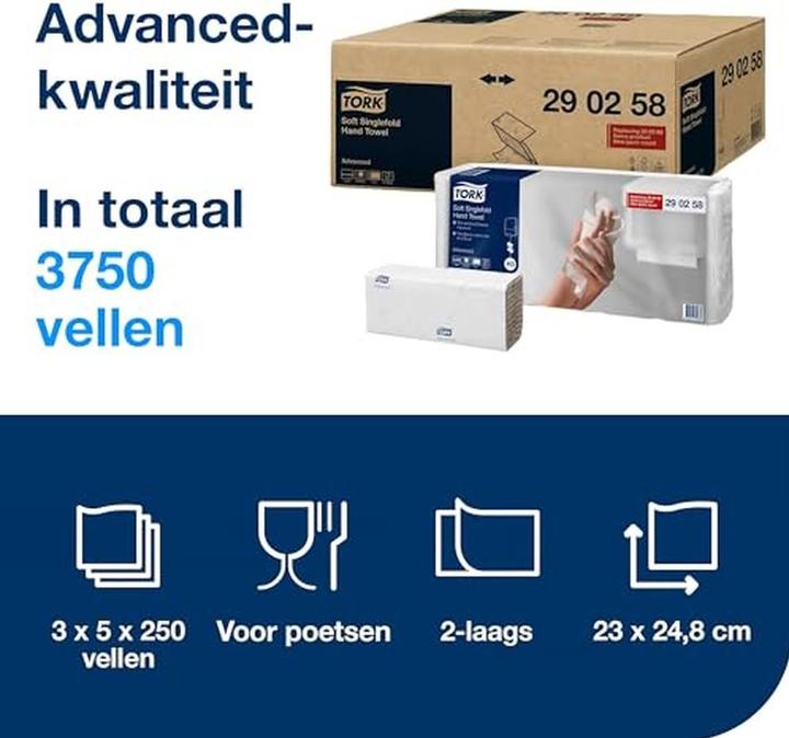 Productafbeelding Tork 5X250BL. ADVANCE 25X23CM WIT 2LG H3 (1x)