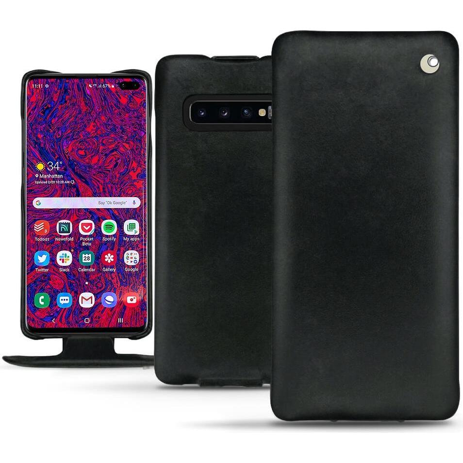 Noreve Lederschutzhülle vertikal (Samsung Galaxy S10 5G), Smartphone Hülle, Schwarz
