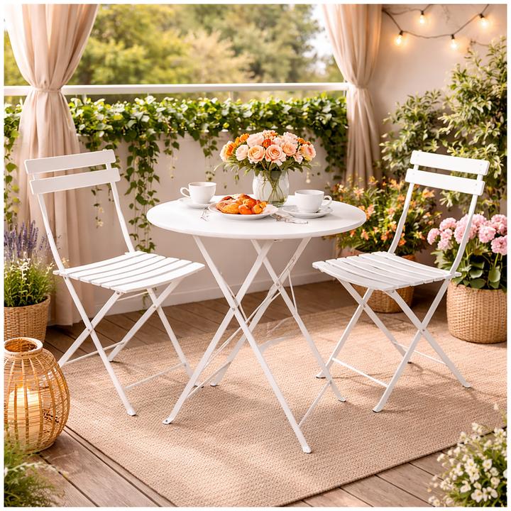 Produktbild HTI-Living Gartenstuhl 2er-Set Basil Metall Creme