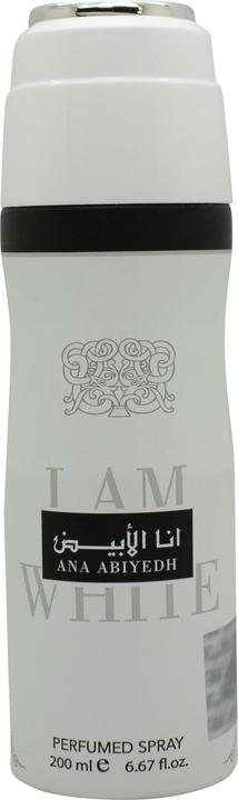 Lattafa Ana Abiyedh I Am White Perfumed Deodorant Spray for Men 6.7 Ounce (Spray, 200 ml)
