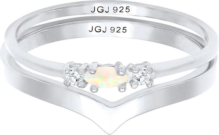 Image du produit Elli Set Marquise Opal V-Form mit Zirkonia Kristallen (52, Argent 925)