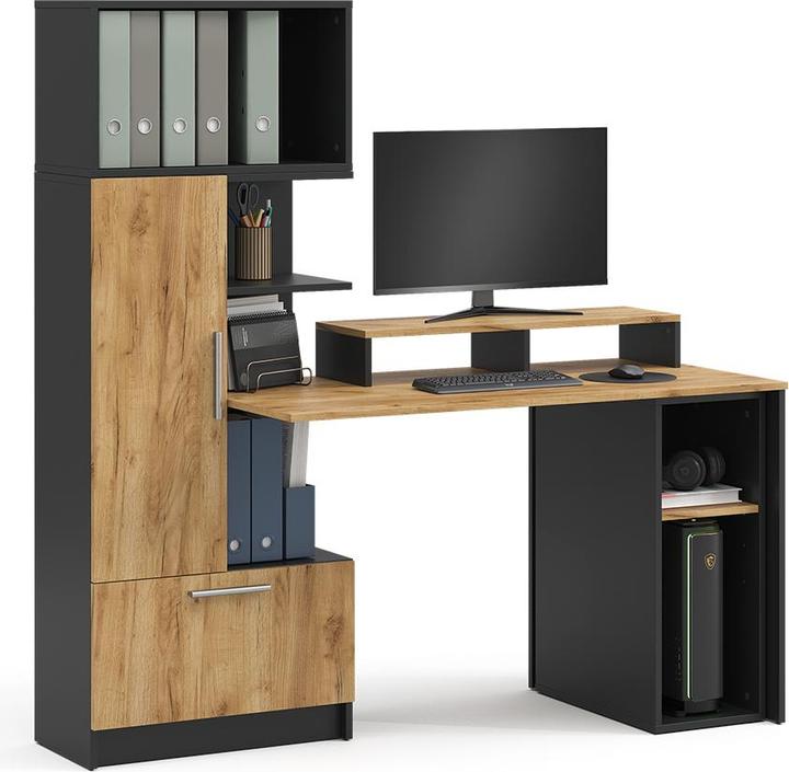 Produktbild Vicco Schreibtisch Tomy, Anthrazit/Goldkraft Eiche, 150 x 59 cm 4er Set