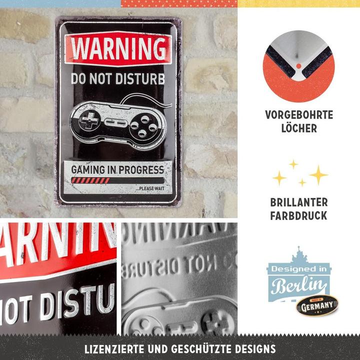 Actual product image Nostalgic-Art Merchandising Gaming in Progress sign 20 x 30 cm, metal