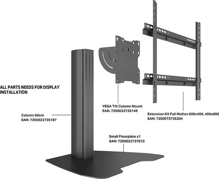 Actual product image Multibrackets Metal column for Pro System, black (Extension Pipe)