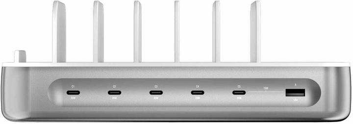 Produktbild 4smarts Ladestation Team 100W 5C/1A inkl. 6 Kabel Silber