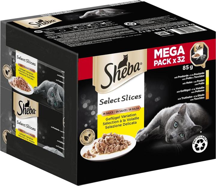 Produktbild Sheba Selection Geflügel Variation in Sauce (Adult, 32 Stk., 2720 g)