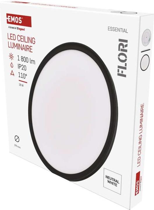 Image du produit Emos LED-Anbauleuchte FLORI rund, schwarz, 18W, neutralweiss (1800 lm)