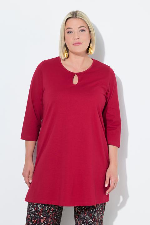 Image du produit Ulla Popken T-shirt long coupe évasée, décolleté rond et manches 3/4 (62)
