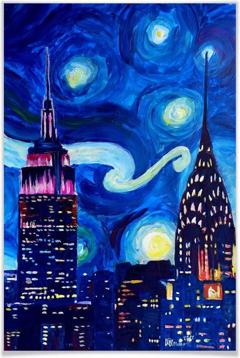 Actual product image Trenddeko Bleichner - New York by night (70 x 100 cm)
