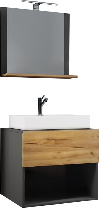 Produktbild VCM 3-tlg. Badblock Waschtisch Schublade Spiegel Badmöbel "Lendas II"