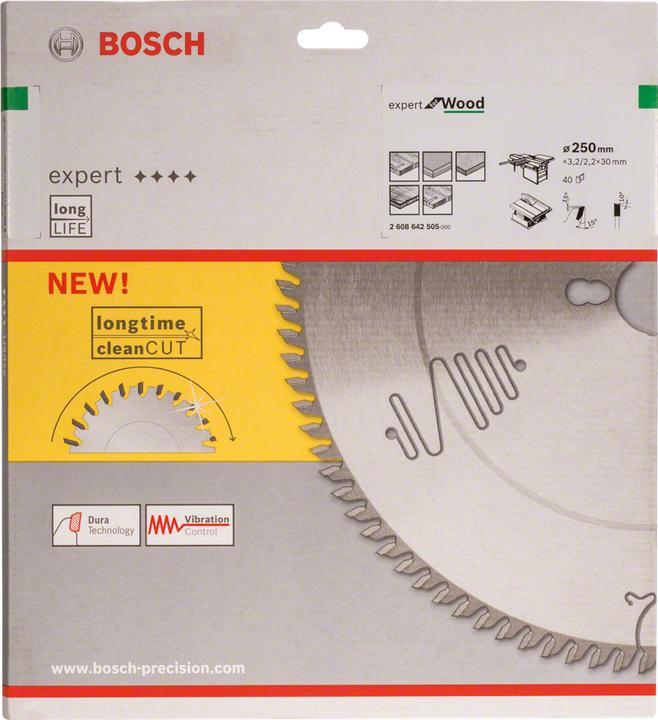 Produktbild Bosch Professional Zubehör Kreissägeblatt Expert for Wood, 250 x 30 x 3,2 mm, 40