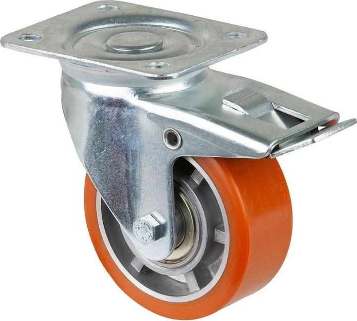 Image du produit BS Rollen Roulette pivotante avec blocage total Roues Ø 100 mm Capacité de charge 200 kg avec plaque à visser