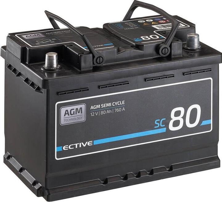 Produktbild Ective 12V 80Ah AGM Semi Cycle Versorgungsbatterie Wohnmobil Batterie Akku (12 V, 80 Ah)