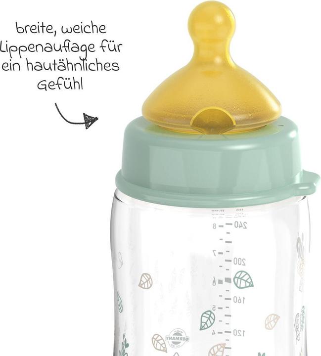 Produktbild NIP Babyflaschen PP-Flasche Cherry Green 260 ml + Latex-Trinksauger (260 ml)