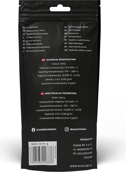 Produktbild Savio TG-04 (14.50 W/m K, 1 g)