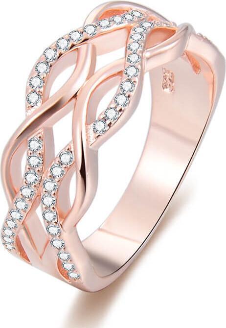 Actual product image Beneto Pink gold plated silver ring with AGG333 zircons - Circuit: 62 mm (L) (62)