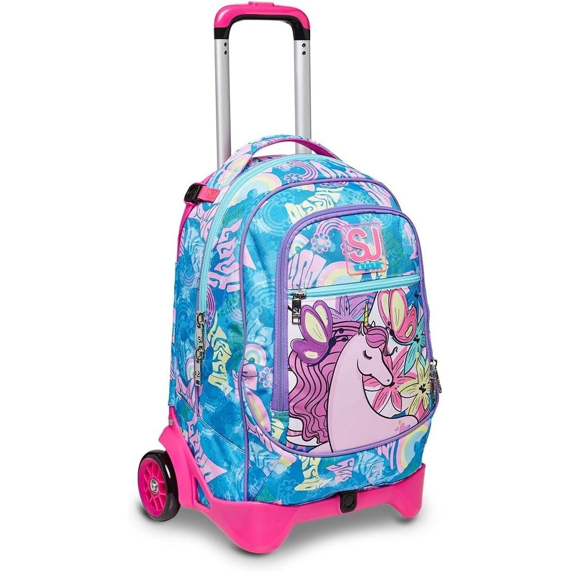 Sj Gang, Valigia, Trolley Zaino Trasformabile Con Ruote E Schienale Imbottito, Rosa, (34 L)