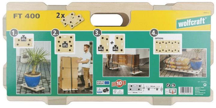Produktbild wolfcraft 2 Puzzle Boards, Möbelroller FT 400 (200 kg)