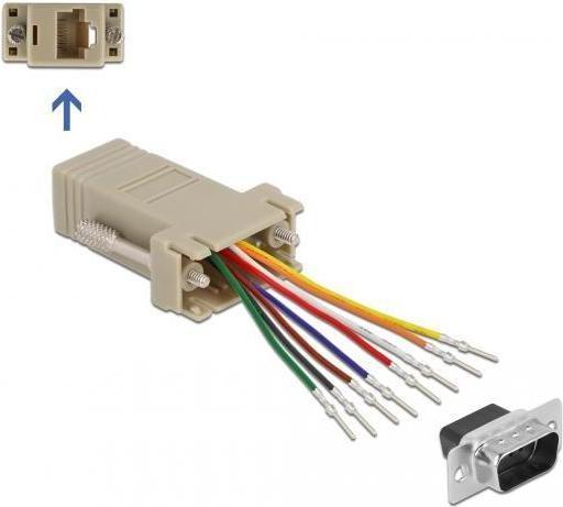 Produktbild Delock RJ-45 Buchse zu RS232 Stecker Montagesatz (0.05 m)