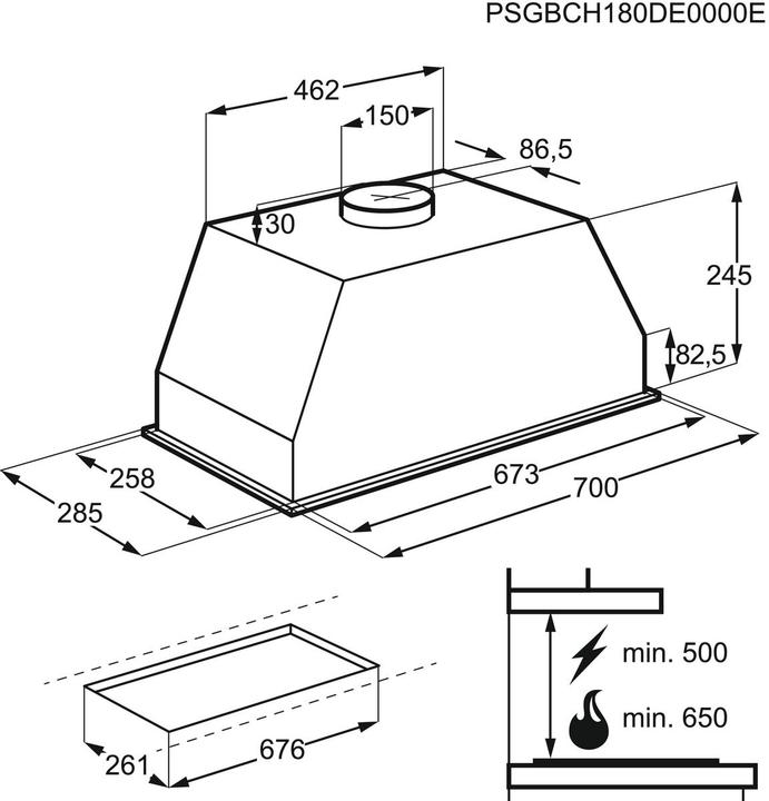 Produktbild AEG DGB3850M Eingebaut Edelstahl ³/h C (Flachschirmhaube)