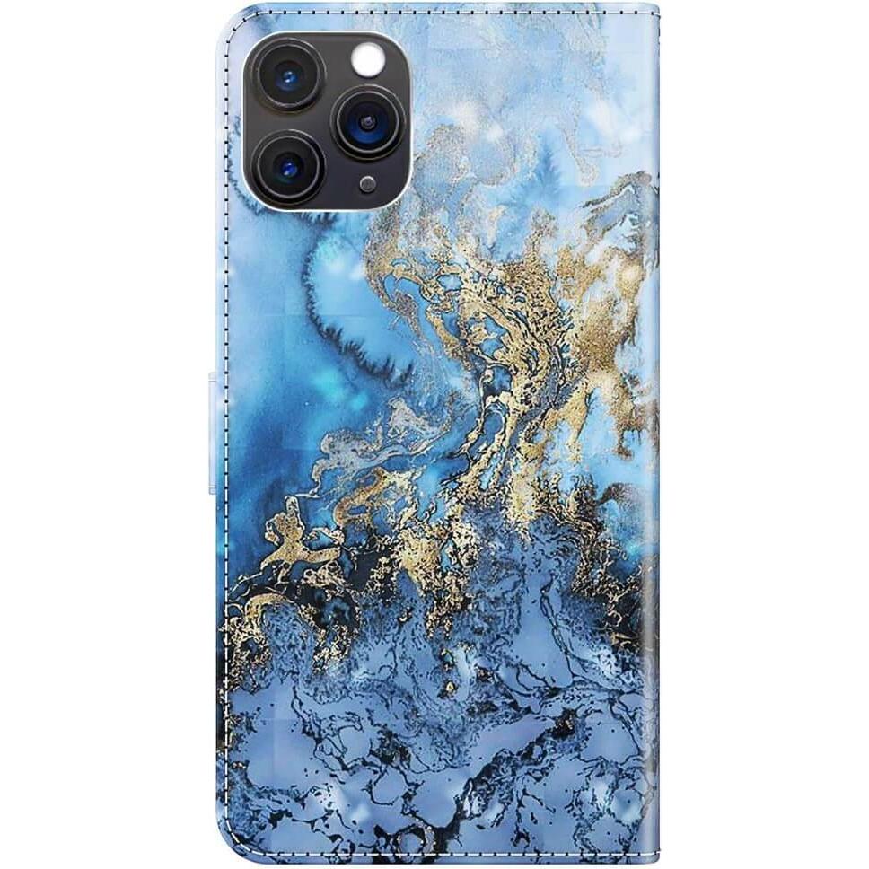 Thumbnail - Cover-Discount iPhone 14 Plus - Etui Glitzer Effekt blue Marble (Apple iPhone 14 Plus), Smartphone Hülle, Blau