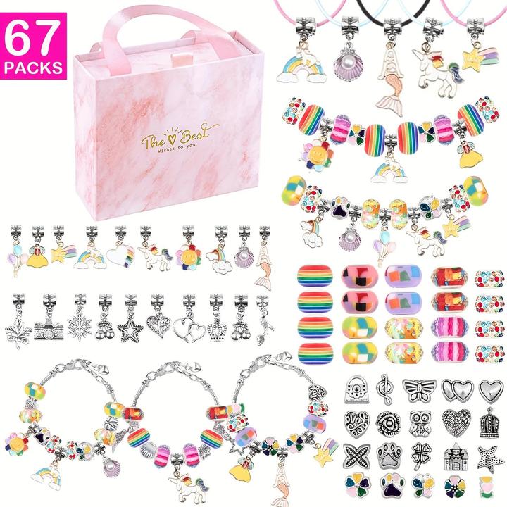 Immagine prodotto Activity Board Kit per la creazione di gioielli da 67 pezzi - Kit per la creazione di braccialetti con ciondoli