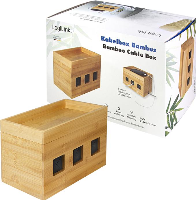 Produktbild LogiLink KAB0076 Kabelbox 255x140x165 mm Bambus