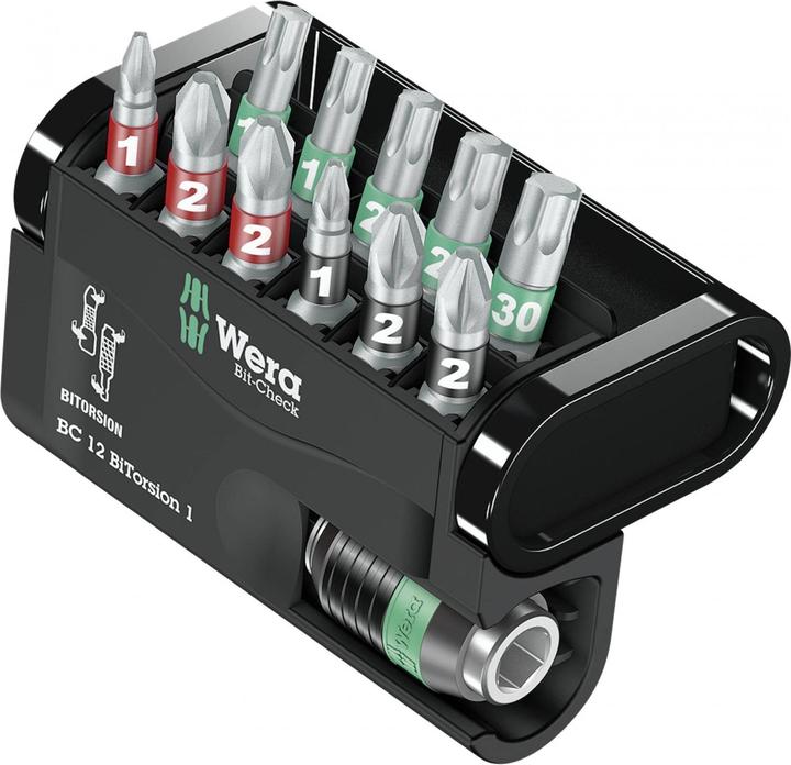 Image du produit Wera Bit-Check 12 BiTorsion 1 (Croix Phillips PH M1, Croix Phillips PH M2, Croix Pozidriv PZ M1, Croix Pozidriv PZ M2)
