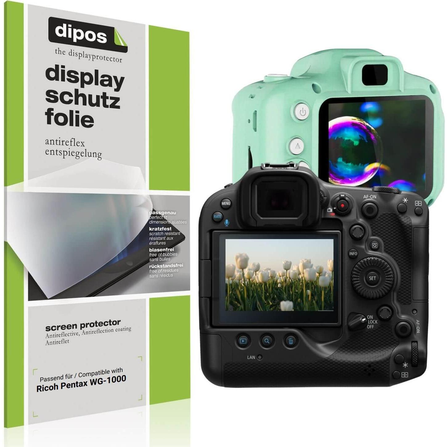Dipos Schutzfolie Matt für Ricoh Pentax WG-1000 (Displayschutz), Kameraschutz, Transparent