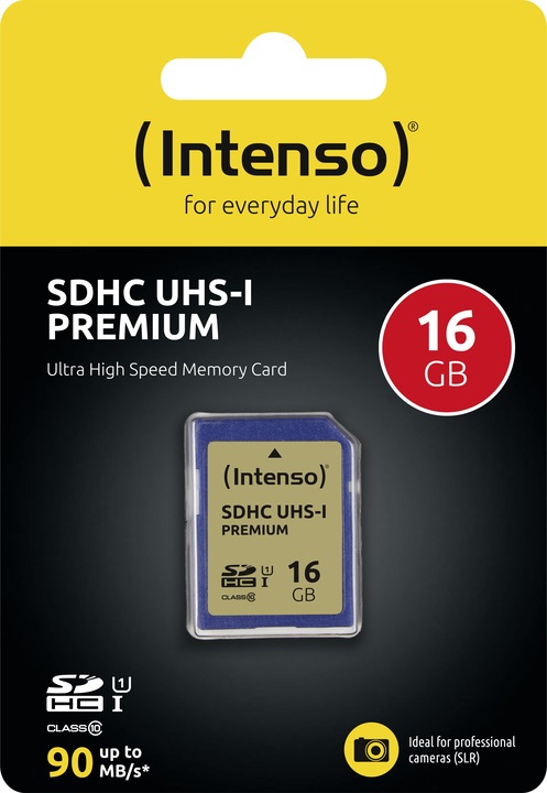 Actual product image Intenso SDHC Card 16GB Class 10 UHS-I Premium (16 GB, SDHC, U1, UHS-I)