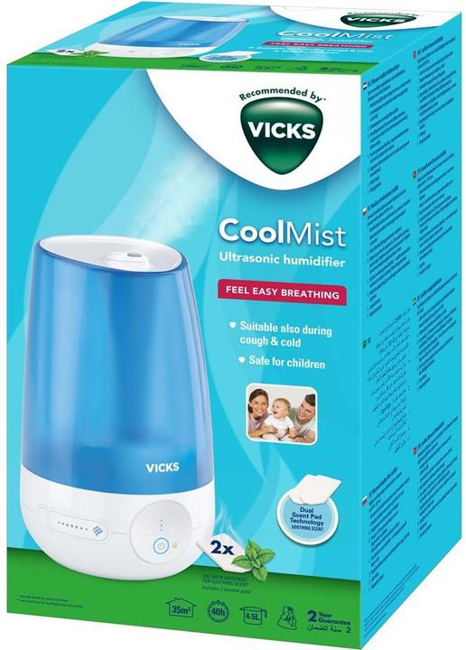 Image du produit Vicks Mini Kaltluft Ultraschall-Luftbefeuchter VUL565E (35 m²)