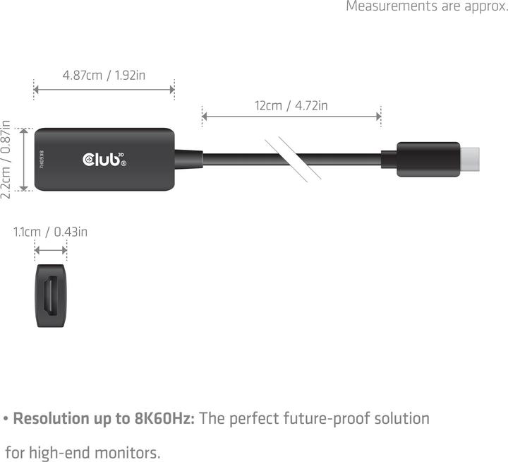 Image du produit Club 3D Club3D Adapter USB Typ C > HDMI 2.1 8K HDR10 DP1.4 St/Bu retail (HDMI, 2.20 cm)