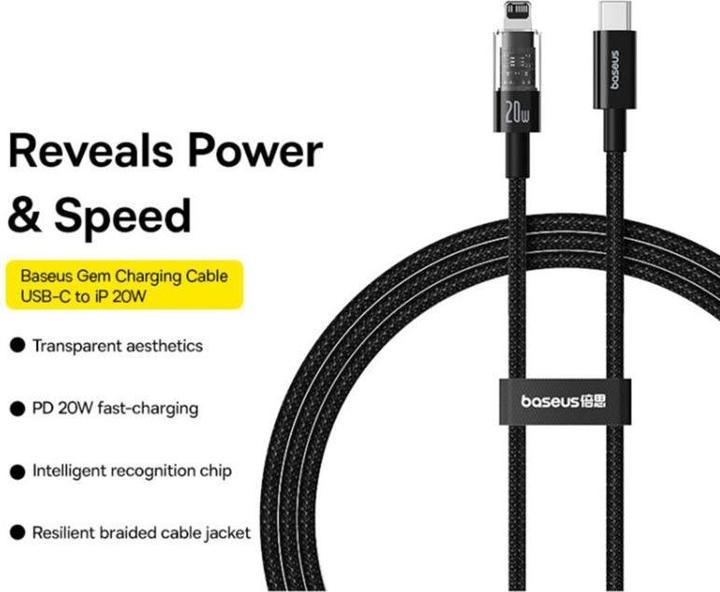 Produktbild Baseus Gem USB-C zu iP Schnellladekabel 1 m 20 W Schwarz (1 m, USB 2.0, 20 W)