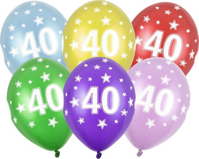 Partydeco Balloons 30cm, 40th Birthday, Metallic Mix (1 pkt / 6 pc.) (6 x)