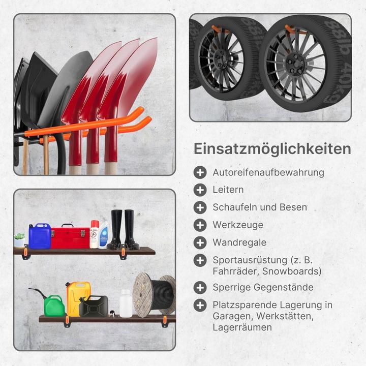 Image du produit Hermex 4er Set Wandhaken Reifen-Wandhalterung Autoreifen-Halterung Aufbewahrungshaken