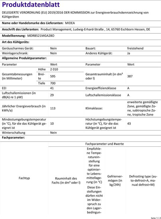Produktbild Midea MDRB521MGA46O (378 l)
