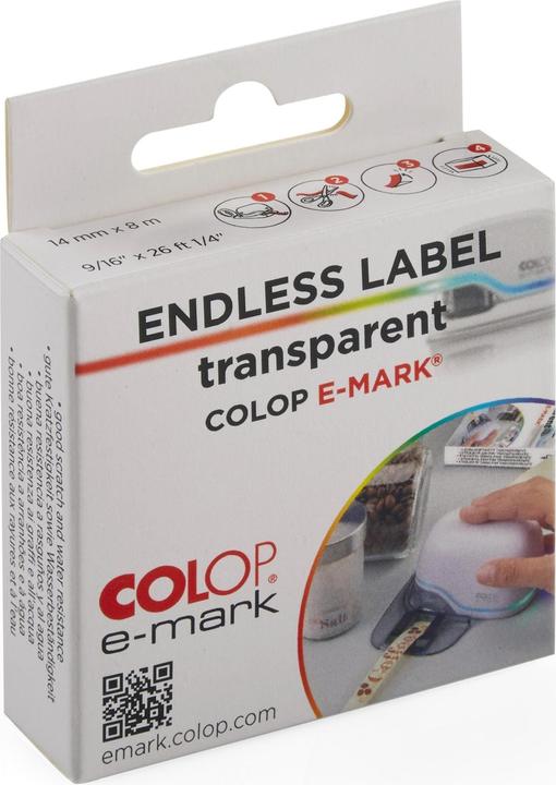 Produktbild Colop Papierband e-mark, Transparent, 1 Rolle (1.40 cm, Transparent)