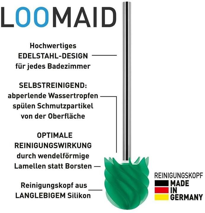 Produktbild Loomaid Toilettenbürste aus Silikon, Grün, schmutzabweisend