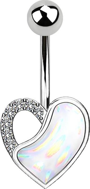 Immagine prodotto Star Piercing Cuore d'argento a banana con cristalli e pietre epossidiche bianche (Ottone, Acciaio chirurgico 316L)