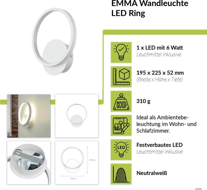 Image du produit Licht-Erlebnisse Applique murale Clara (760 lm)