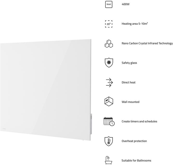 Actual product image Hombli Smart IR Glass Heatpanel 400w